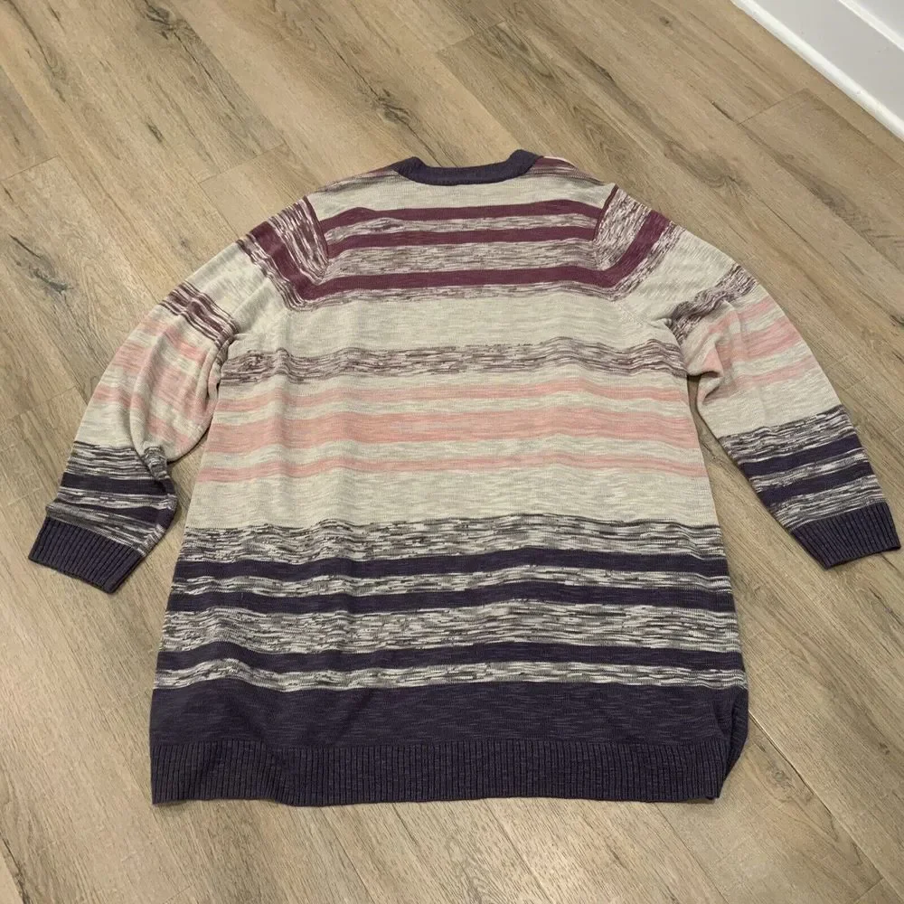 Torrid Women's‎ Plus 4 4X Knit Open Front Long Cardigan Pink Purple Striped EUC